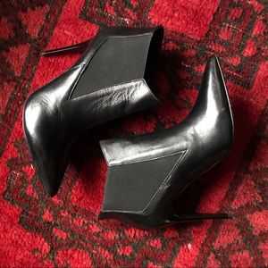 Topshop Black Leather Stiletto Heel Booties